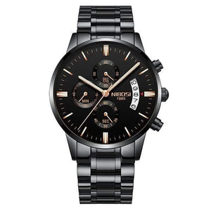 Planet Gates Black Rose Gold Hand Watch Men Gold And Black Mens Watches Top Brand Luxury Sports Watches  Reloj Hombre Waterproof