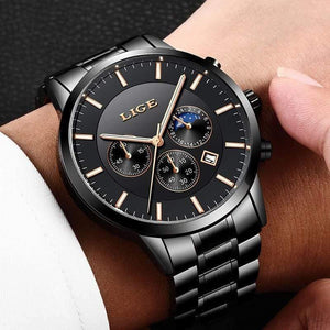 Planet Gates Black rose gold Mens Watches Top Brand Luxury Men's Fashion Business Watch Men Casual Waterproof Quartz Wristwatch