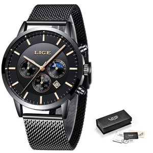 Planet Gates Black rose gold Mens Watches Top Brand Luxury Men's Fashion Business Watch Men Casual Waterproof Quartz Wristwatch