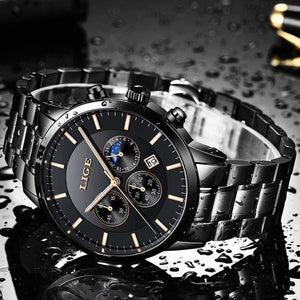 Planet Gates Black rose gold Mens Watches Top Brand Luxury Men's Fashion Business Watch Men Casual Waterproof Quartz Wristwatch