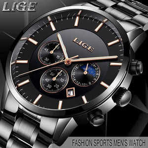 Planet Gates Black rose gold Mens Watches Top Brand Luxury Men's Fashion Business Watch Men Casual Waterproof Quartz Wristwatch