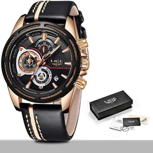 Planet Gates black Rose Gold Mens Watches Top Brand Luxury Quartz Watch Men Calendar Leather Military Waterproof Sport Wrist Watch Relogio Masculino