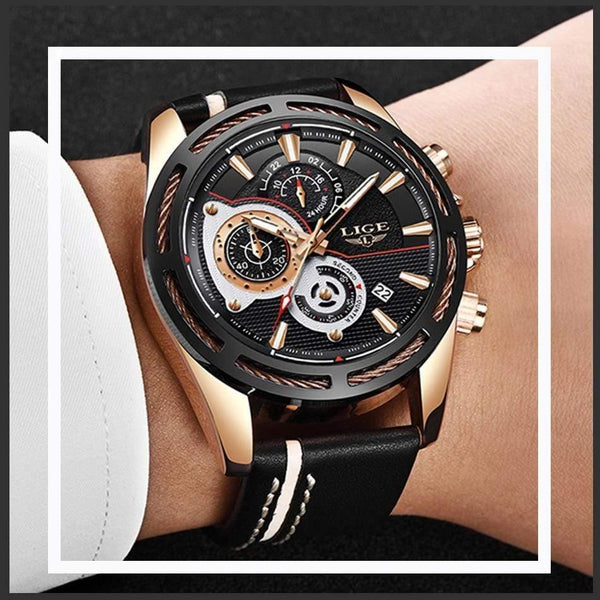 Mens Watches Top Brand Luxury Quartz Watch Men Calendar Leather Military Waterproof Sport Wrist Watch Relogio Masculino - Planet Gates