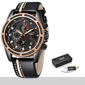 Planet Gates Black Rose gold Watch Men Fashion Sport Quartz Clock Leather Mens Watches Top Brand Luxury Gold Waterproof Business Watch Relogio Masculino