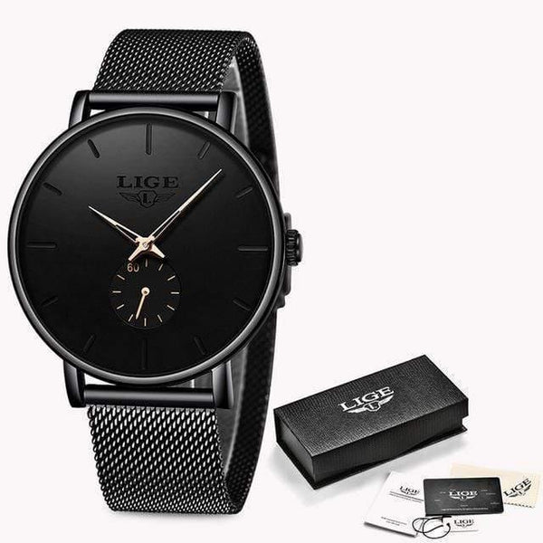 Planet Gates Black rose gold Womens Watches Top Brand Luxury Casual Fashion Watch Women Quartz Waterproof Clock Mesh belt Ladies Wristwatch Ladies Watch