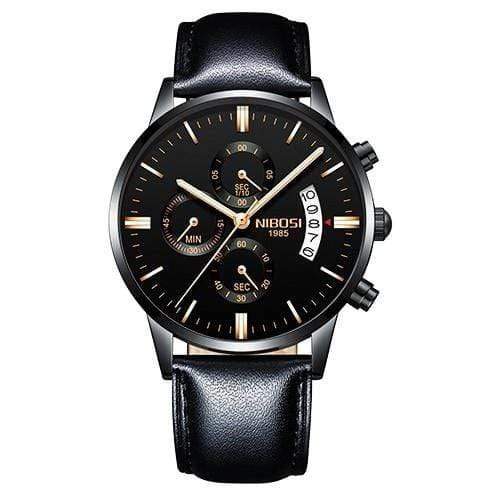 Planet Gates Black Rose Leather Men Watches Luxury Famous Top Brand Men's Fashion Casual Dress Watch Military Quartz Wristwatches Saat