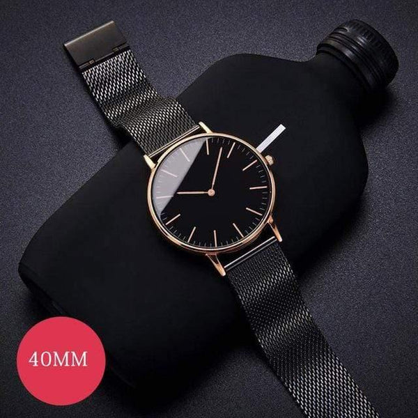 Planet Gates Black Rose Mens Stainless Steel Bracelet Quartz Watch Fashion Rose Gold Silver Man Watch Style Men Dress Watch 40mm