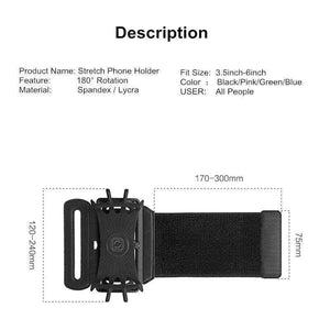Planet Gates Black Rotatable Phone Arm Bag Running Waterproof Phone Bag Sport Wrist Bag Case Key Holder Pouch Armband for Samsung iPhone 8X