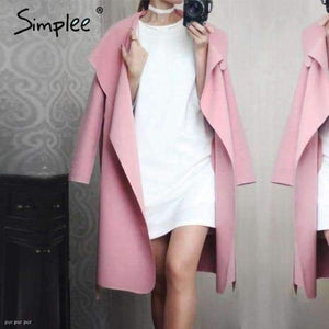 Planet Gates Black ruffle warm winter coat Women turndown long coat collar overcoat female Casual autumn 2016 pink outerwear