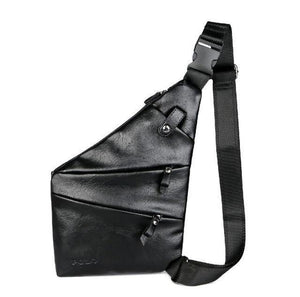 Planet Gates black / Russian Federation Leather Man Messenger Bag Brand Black Men's Fashion Chest Bag With Front Bag Casual Men Sling Bag
