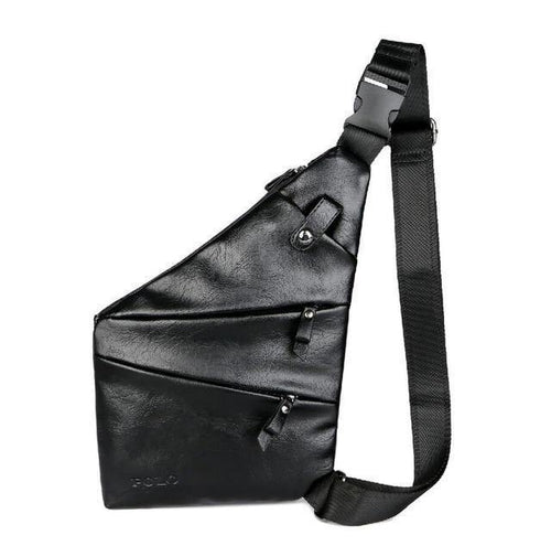 Planet Gates black / Russian Federation Leather Man Messenger Bag Brand Black Men's Fashion Chest Bag With Front Bag Casual Men Sling Bag