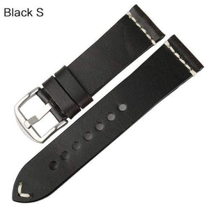 Planet Gates Black S / 22mm Watch Accessories Cow Leather Strap Watch Bracelet Brown Vintage Watch band 20mm 22mm 24mm Watchband For Fossil Watch