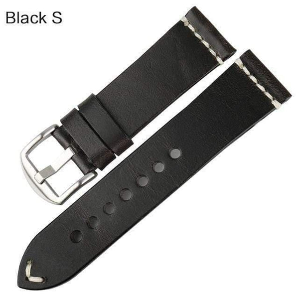Planet Gates Black S / 22mm Watch Accessories Cow Leather Strap Watch Bracelet Brown Vintage Watch band 20mm 22mm 24mm Watchband For Fossil Watch