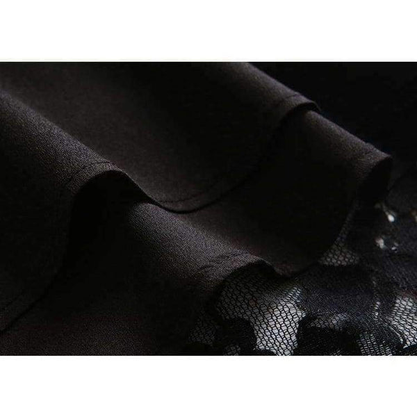 Planet Gates black / S Autumn Style Lace Dress High Quality Women O-Neck Flare Sleeve Black White Cotton Lace Vintage Dress For Party Events