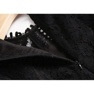 Planet Gates black / S Autumn Style Lace Dress High Quality Women O-Neck Flare Sleeve Black White Cotton Lace Vintage Dress For Party Events