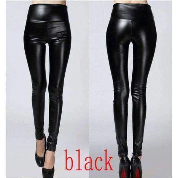 Planet Gates black / S Autumn winter Women legging skinny PU leather pencil Leggings slim faux Leather Pants female fashion thick fleece trousers
