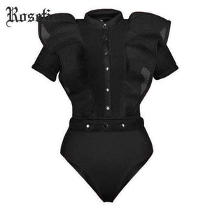 Planet Gates black / S Black Jumpsuits For Women 2018 Gothic Combinaison Femme Sexy Body Women One Piece Mesh Bodysuit Womens Clothing Romper