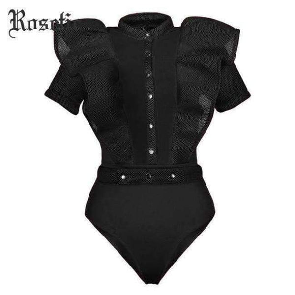 Planet Gates black / S Black Jumpsuits For Women 2018 Gothic Combinaison Femme Sexy Body Women One Piece Mesh Bodysuit Womens Clothing Romper