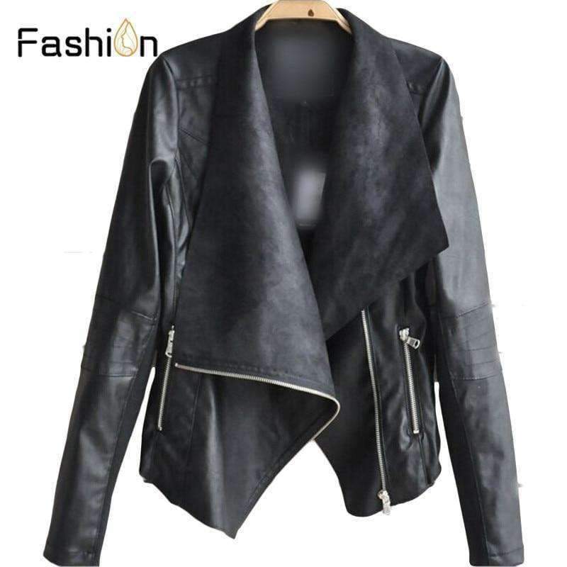 Planet Gates Black / S Casual PU Leather Jacket Women Classic Zipper Short Motorcycle Jackets Lady Autumn Soft Leather Basic Coat Black