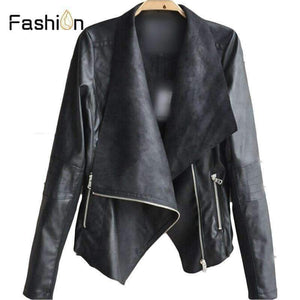 Planet Gates Black / S Casual PU Leather Jacket Women Classic Zipper Short Motorcycle Jackets Lady Autumn Soft Leather Basic Coat Black