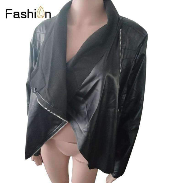 Planet Gates Black / S Casual PU Leather Jacket Women Classic Zipper Short Motorcycle Jackets Lady Autumn Soft Leather Basic Coat Black