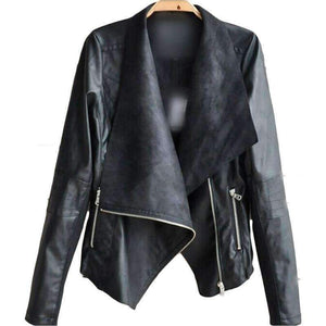 Planet Gates Black / S Casual PU Leather Jacket Women Classic Zipper Short Motorcycle Jackets Lady Autumn Soft Leather Basic Coat Black
