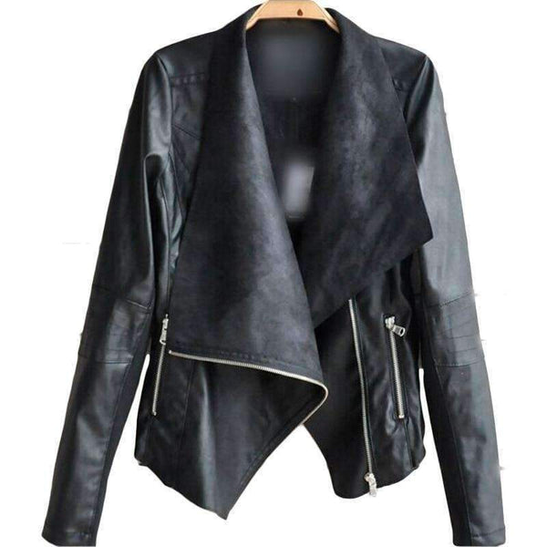 Planet Gates Black / S Casual PU Leather Jacket Women Classic Zipper Short Motorcycle Jackets Lady Autumn Soft Leather Basic Coat Black