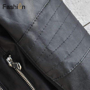 Planet Gates Black / S Casual PU Leather Jacket Women Classic Zipper Short Motorcycle Jackets Lady Autumn Soft Leather Basic Coat Black