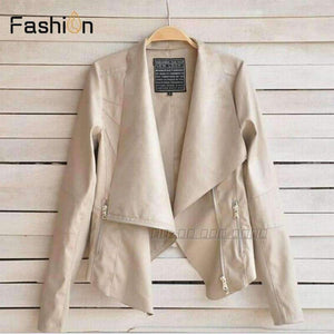 Planet Gates Black / S Casual PU Leather Jacket Women Classic Zipper Short Motorcycle Jackets Lady Autumn Soft Leather Basic Coat Black