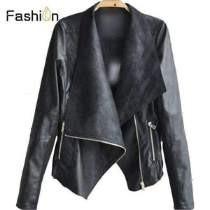 Planet Gates Black / S Casual PU Leather Jacket Women Classic Zipper Short Motorcycle Jackets Lady Autumn Soft Leather Basic Coat Black