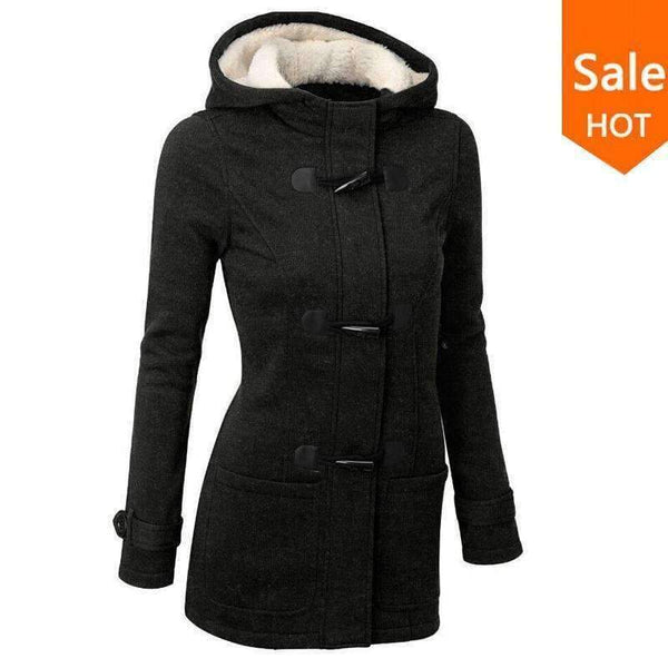 Planet Gates Black / S Causal Coat 2018 New Spring Autumn Women's Overcoat Female Hooded Coat Zipper Horn Button Outwear Jacket Casaco Feminino
