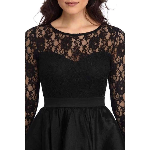 Planet Gates Black / S / China Black Long Sleeve Lace High Low Satin Dress Sexy Elegant Maxi Evening Party Dresses Social Event Red Carpet Vestidos