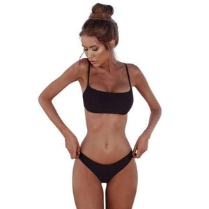 Planet Gates Black / S / China Summer Women Solid Bikini Set Push-up Pad Bra Brazilian Swimsuit Swimwear Women Bather Suit Swimming Suit biquini mayo