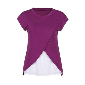 Planet Gates Black / S / China Women's Blouse Maternity Nursing Wrap Top Cap Sleeves Double Layer Blouse Spring Autumn newet style hot sale fashion Blouse