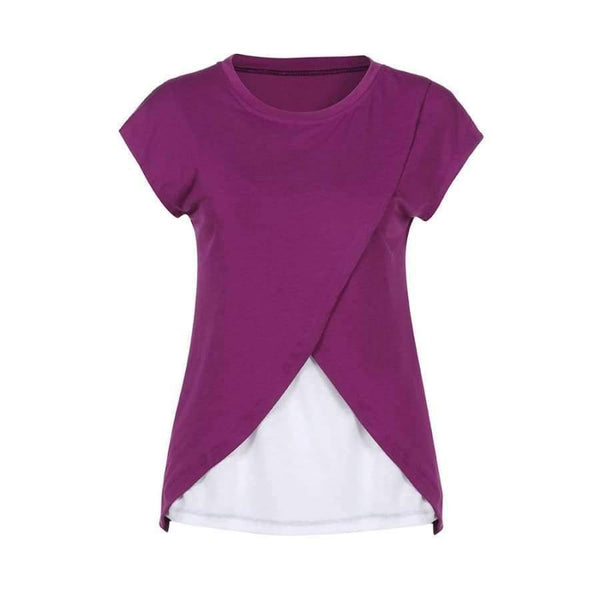 Planet Gates Black / S / China Women's Blouse Maternity Nursing Wrap Top Cap Sleeves Double Layer Blouse Spring Autumn newet style hot sale fashion Blouse