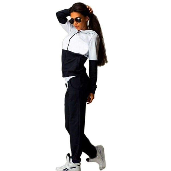 Planet Gates Black / S / China Women Set 2018 Autumn Winter Cotton Sweatshirt Tops And Pants Sexy Zipper Hoodies Pullovers Suit Warm Tracksuit