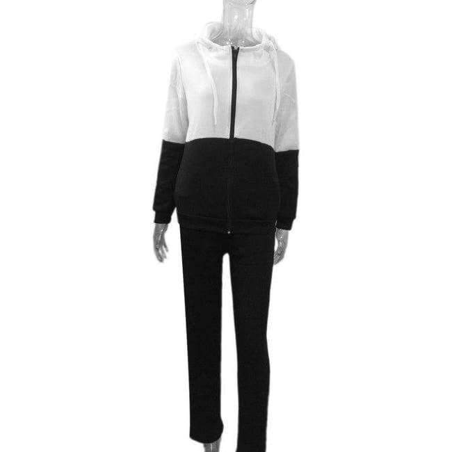 Planet Gates Black / S / China Women Set 2018 Autumn Winter Cotton Sweatshirt Tops And Pants Sexy Zipper Hoodies Pullovers Suit Warm Tracksuit