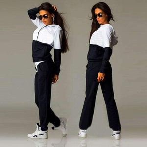 Planet Gates Black / S / China Women Set 2018 Autumn Winter Cotton Sweatshirt Tops And Pants Sexy Zipper Hoodies Pullovers Suit Warm Tracksuit