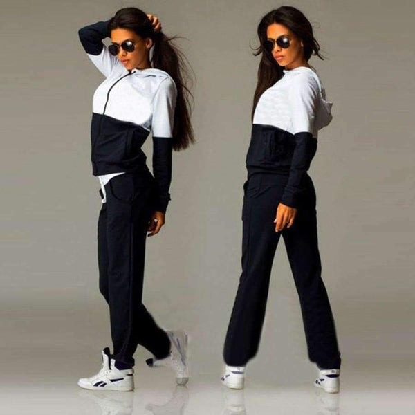 Planet Gates Black / S / China Women Set 2018 Autumn Winter Cotton Sweatshirt Tops And Pants Sexy Zipper Hoodies Pullovers Suit Warm Tracksuit