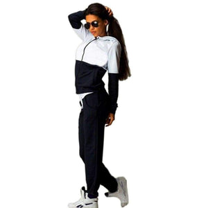 Planet Gates Black / S / China Women Set 2018 Autumn Winter Cotton Sweatshirt Tops And Pants Sexy Zipper Hoodies Pullovers Suit Warm Tracksuit