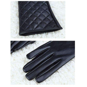 Planet Gates Black / S CNTANG Women Long Leather Gloves New 2018 Winter Fashion Black Bow Leather Gloves Warm Cute Long Section Female Gloves