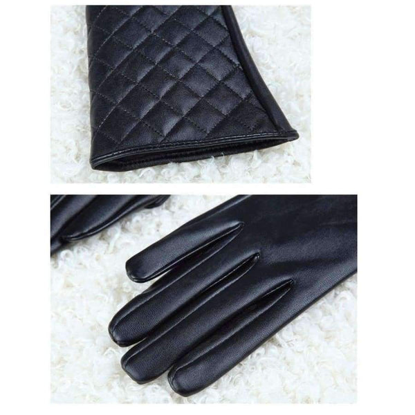 Planet Gates Black / S CNTANG Women Long Leather Gloves New 2018 Winter Fashion Black Bow Leather Gloves Warm Cute Long Section Female Gloves