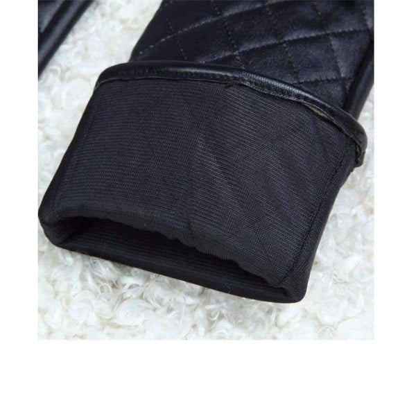 Planet Gates Black / S CNTANG Women Long Leather Gloves New 2018 Winter Fashion Black Bow Leather Gloves Warm Cute Long Section Female Gloves