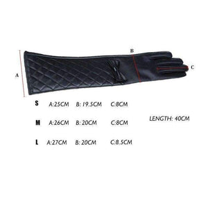 Planet Gates Black / S CNTANG Women Long Leather Gloves New 2018 Winter Fashion Black Bow Leather Gloves Warm Cute Long Section Female Gloves