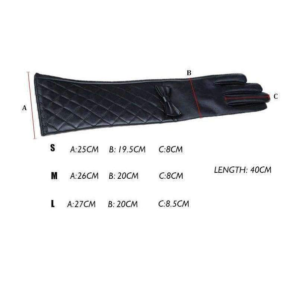 Planet Gates Black / S CNTANG Women Long Leather Gloves New 2018 Winter Fashion Black Bow Leather Gloves Warm Cute Long Section Female Gloves