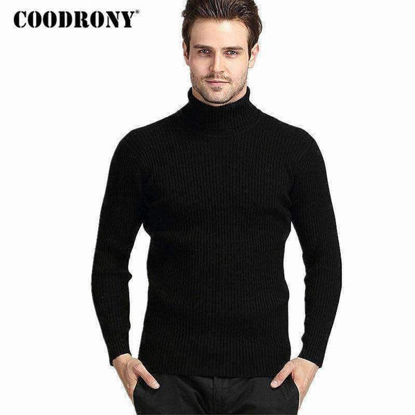 Planet Gates Black / S COODRONY Winter Thick Warm Cashmere Sweater Men Turtleneck Mens Sweaters Slim Fit Pullover Men Classic Wool Knitwear Pull Homme