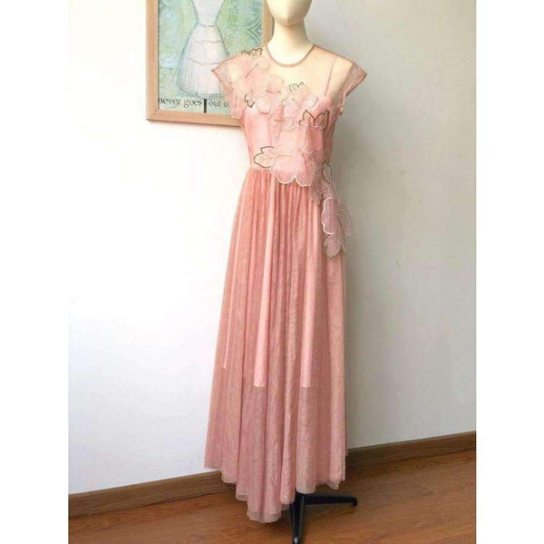 Planet Gates Black / S Embroidery women sexy elegant mesh long party dress 2018 new fashion high quality lady maxi long event dress