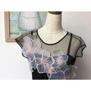 Planet Gates Black / S Embroidery women sexy elegant mesh long party dress 2018 new fashion high quality lady maxi long event dress