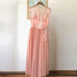 Planet Gates Black / S Embroidery women sexy elegant mesh long party dress 2018 new fashion high quality lady maxi long event dress