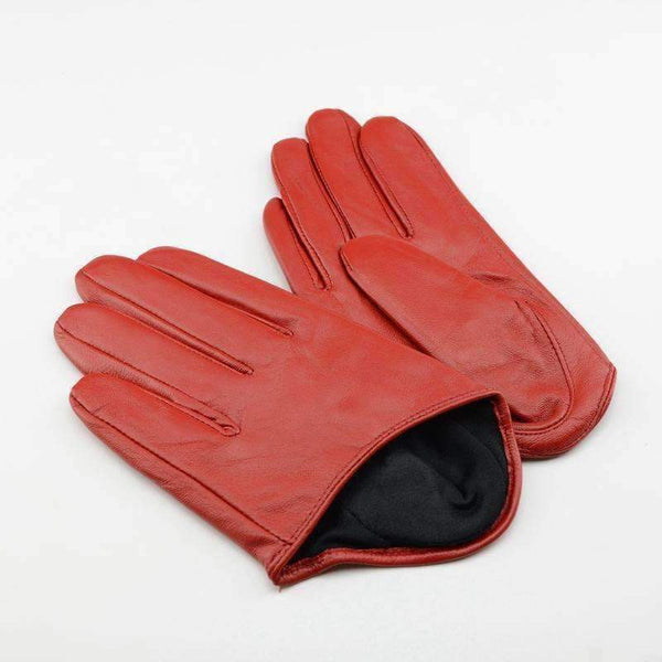 Planet Gates black / S Fashion New Genuine Leather Adult Women Gloves Wrist Solid Rivet Style Goatskin Glove Short Black Driving Hot Sale Free Shipping